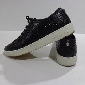 MICHAEL Michael Kors Olivia‎ Black Perforated Leather Lace-Up Sneakers Size 9M